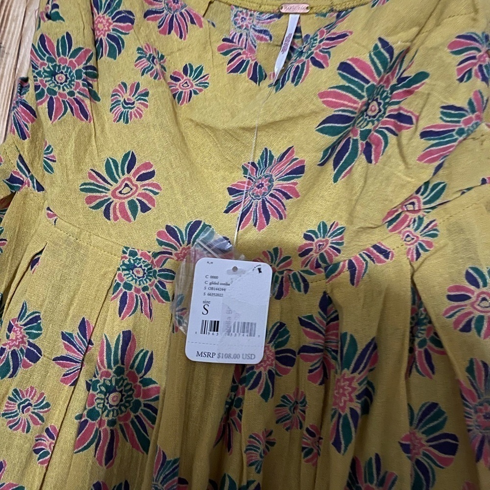 Free People indigo molly smock cami in golden yellow - Picture 6 of 6